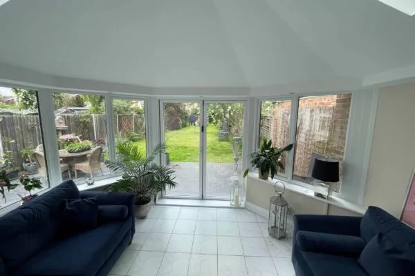 Modern conservatory with solid roof