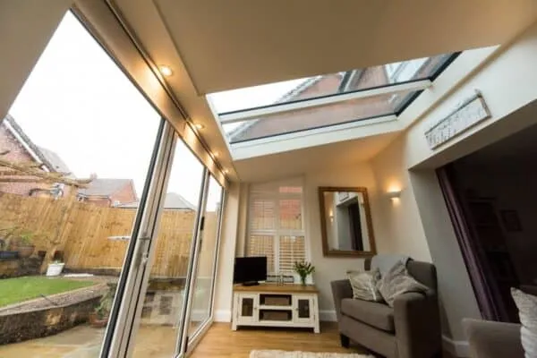 Lean-to glass conservatory