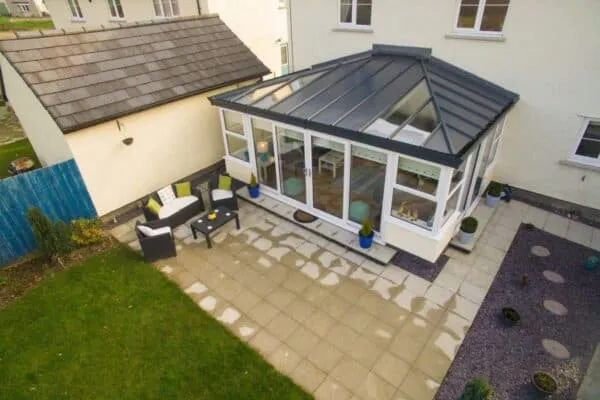 Aerial view of conservatory with solid roof