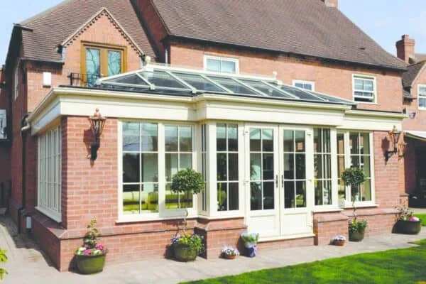 Glass roofed brick conservatory