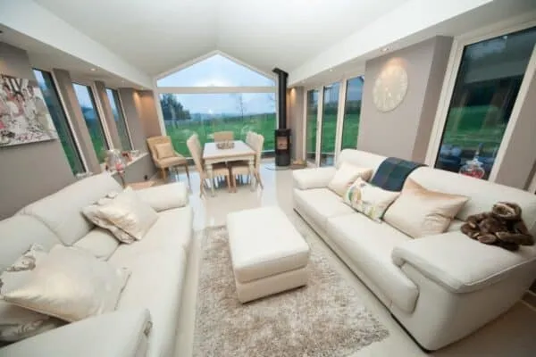 Modern conservatory with solid roof