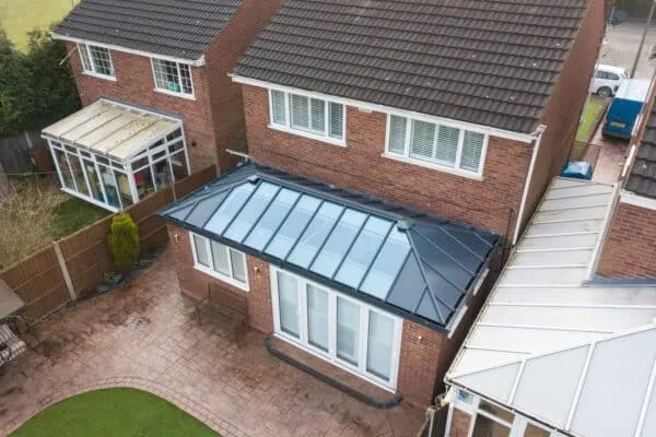Large conservatory with a glass roof